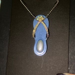 Rhinestone blue flip flop pendant or pin